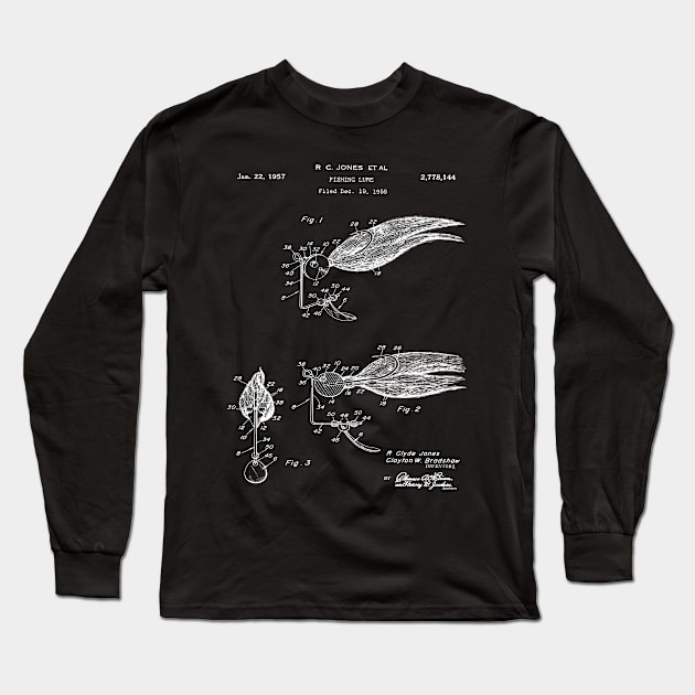 Patent Blueprint Apparel - 1957 Fishing Lure Long Sleeve T-Shirt by MadebyDesign